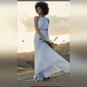 David's Bridal, Soft mesh/Chiffon Halter Bridesmaid's Dress Size 4 in " Mercury"